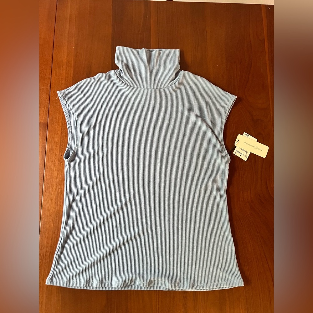 Treasure & Bond Blue Ribbed Knit Top
